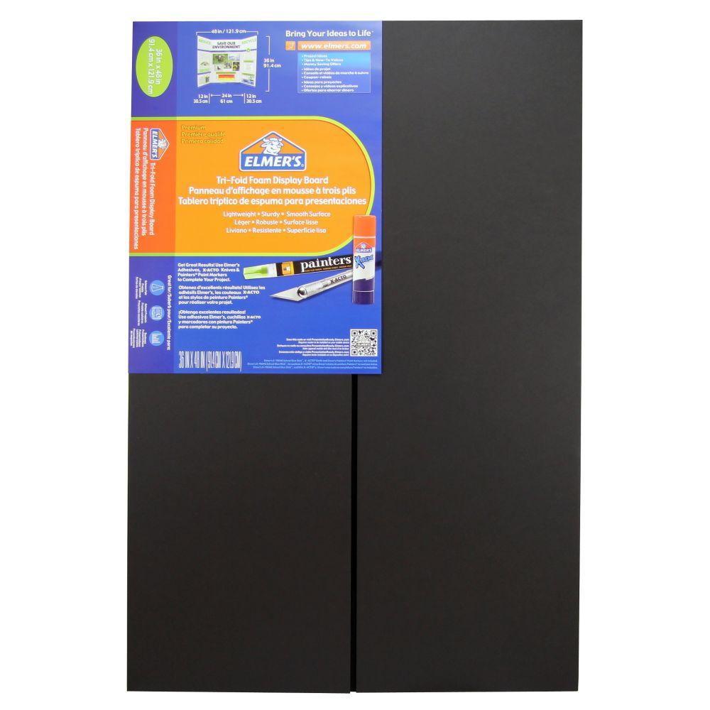 Elmer's Premium TriFold Foam Display Board, 36 x 48 Inches, Black