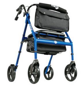 Drive Medical Hugo Elite Rollator Walker with Seat and Basket, Blue