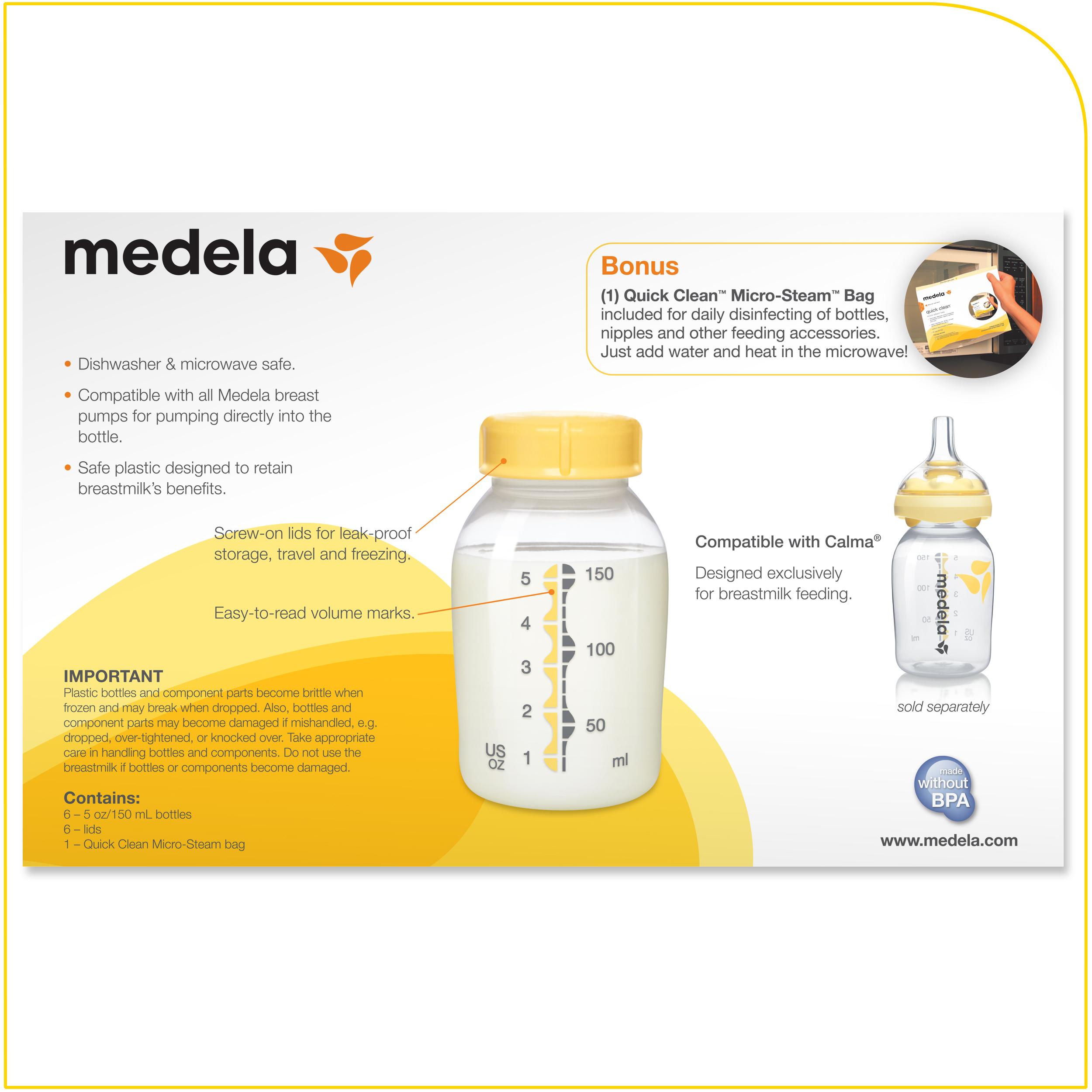 Medela Breast Milk Collection and Storage Bottles, 5 Ounce, 6 Count