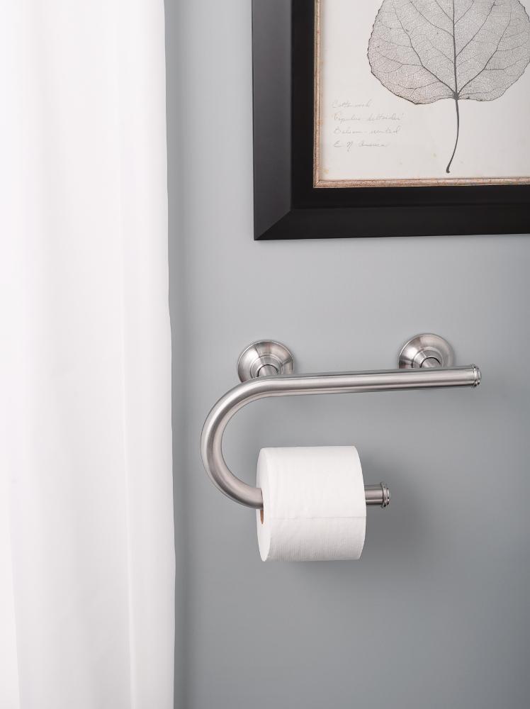Moen LR2352DBN Home Care 8Inch Grab Bar with Integrated Toilet Paper