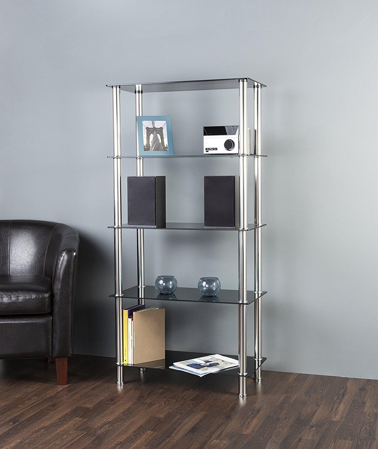 AVF S33A Small 3 Tier Shelving Unit in Black Glass & Chrome Amazon.in