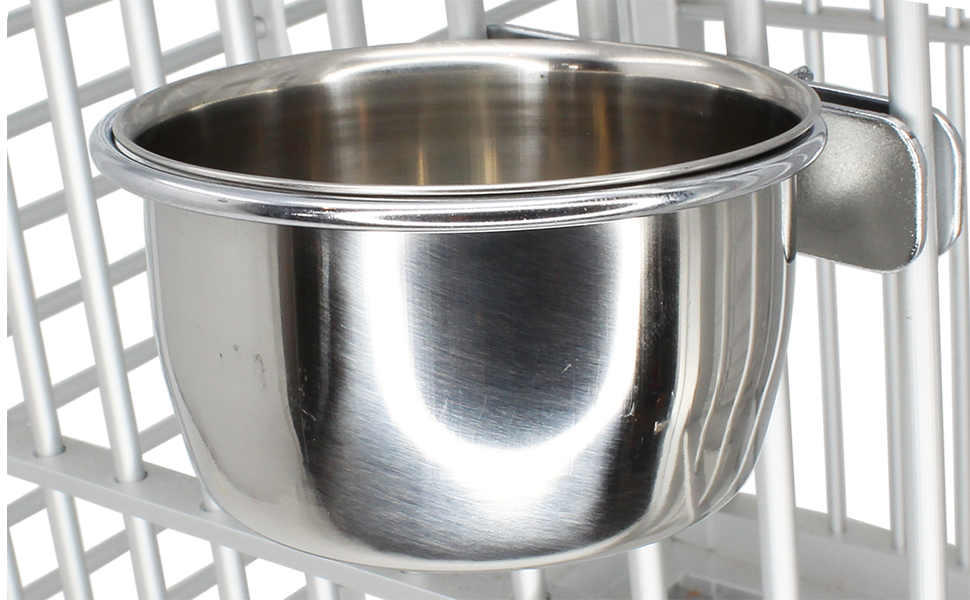 800120 5oz Stainless Steel Clamp Cup Bonka Bird Toys Parrotlet Cockatiel Finch Dove Lovebird Quaker