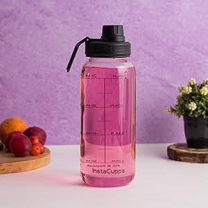 InstaCuppa BPA Free Borosilicate Glass Infuser Water Bottle 1000 ML - Light Weight And Durable