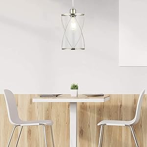 SHENGQINGTOP Modern Brushed Nickel Pendant Light with Clear Glass Mini ...