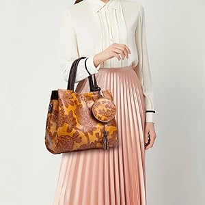 レディース　ハンドバッグ　手提げバッグ　トートバッグ　花柄　型押し 自立 型崩れず　レトロ　女性　プレゼント
