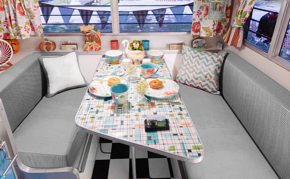 Vsenkes 4Pcs RV Seat Covers, Camper Cushion Covers, Easy Fitted Elastic Camper Cushion