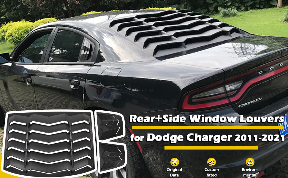 Rear + Side Window Louvers for Dodge Charger 2011 2012 2013