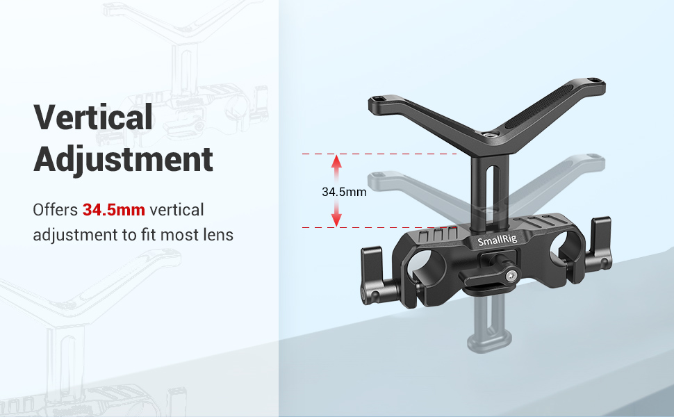SMALLRIG 15mm Long Lens Support Bracket Height Adjustable for DSLR