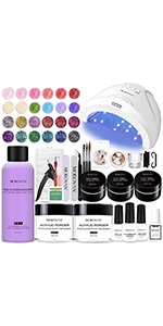 ACRYLIC NAIL KIT SET ACRYLIC POWDER MONOMER LIQUID GLITTER COLORS FRENCH MANICURE DECORATION TOOL