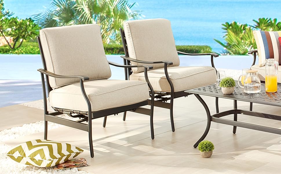 Amazon.com : PatioFestival Outdoor Chair Bistro Cushioned Rocking Sofa ...