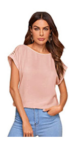 Cap Sleeve High Low Blouse