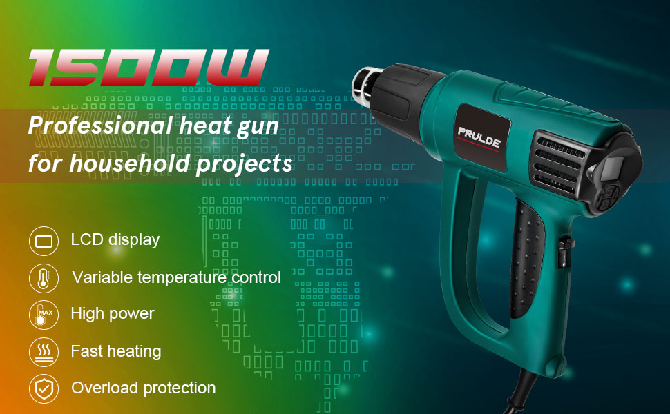 Heat Gun Variable Temperature, PRULDE N2030 Hot Air Gun with LCD
