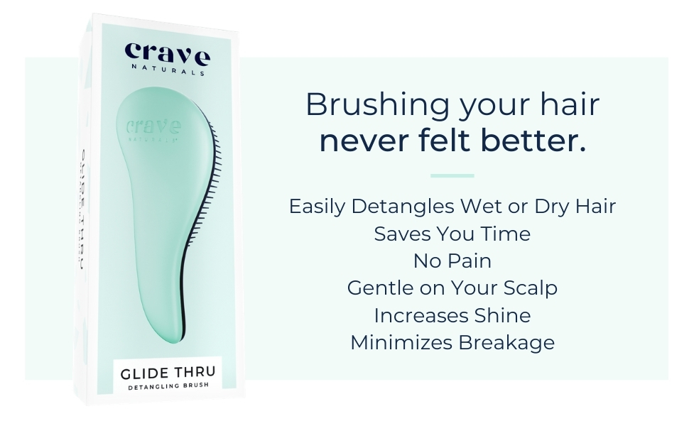 Crave Naturals Glide Thru Detangling Brush For Adults & Kids Hair – Detangler Brush For Natural, Curly, Straight, Wet Or Dry Hair – Hairbrush For Men & Women, Little Girl Hair Accessories, Turquoise 16 Detangling Brush by Crave Naturals