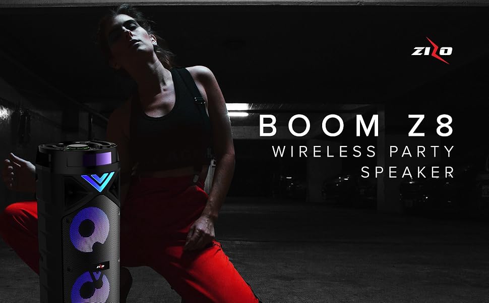 ZIZO Boom Z8 Wireless Speaker with Karaoke, MicroSD/USB