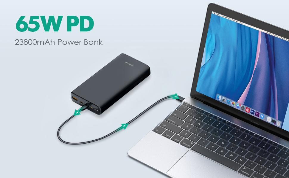 Charmast 23800mAh Power Bank 65W PD USB C Portable Charger Power Delivery Battery Pack