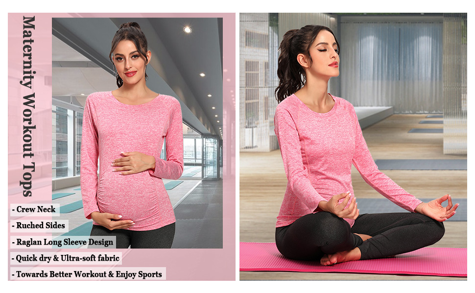 Long sleeve maternity workout shirts Clearance