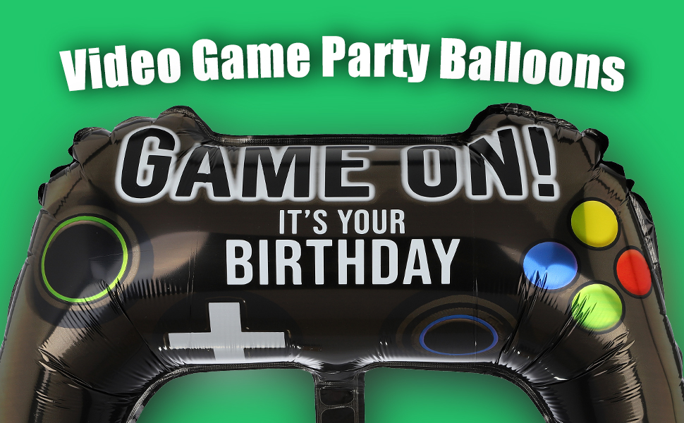 2 Pcs Video Game Controller Mylar Balloon Theme Party Boys Gaming