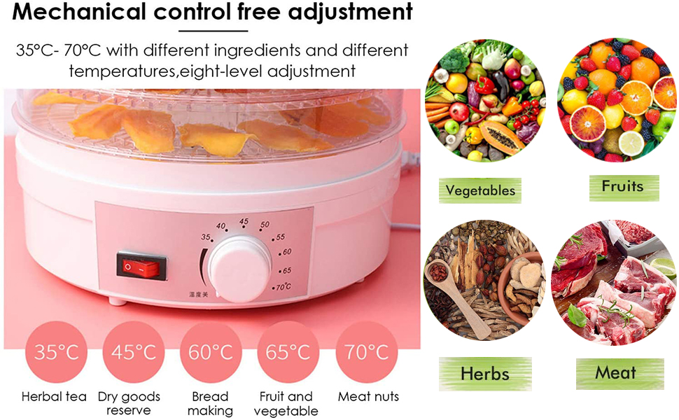 Electric Food Dehydrator, 110V 350W Fruit Dehydrator Machine with 5