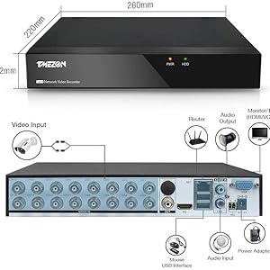 Amazon.co.jp: TMEZON 16CH 防犯録画機 防犯レコーダー ビデオ