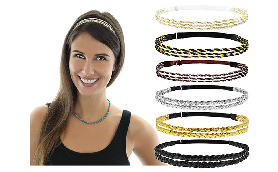 Beaute Galleria 6 Pieces Adjustable Elastic Braided Plaited Women Headbands Hair Band 