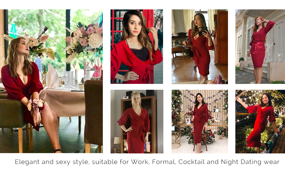 elegant red belted dress