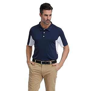  Mens Sports Polo Shirt Cool Dry Fit Sweat Wicking Golf Polo T Shirts -Short Sleeve Buttons Down 