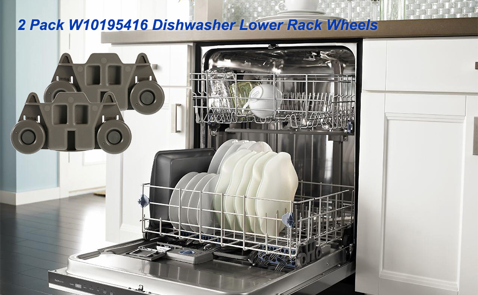 W10195416 (Upgraded 2 Pack) Lower Dishwasher Wheel Part Assembly