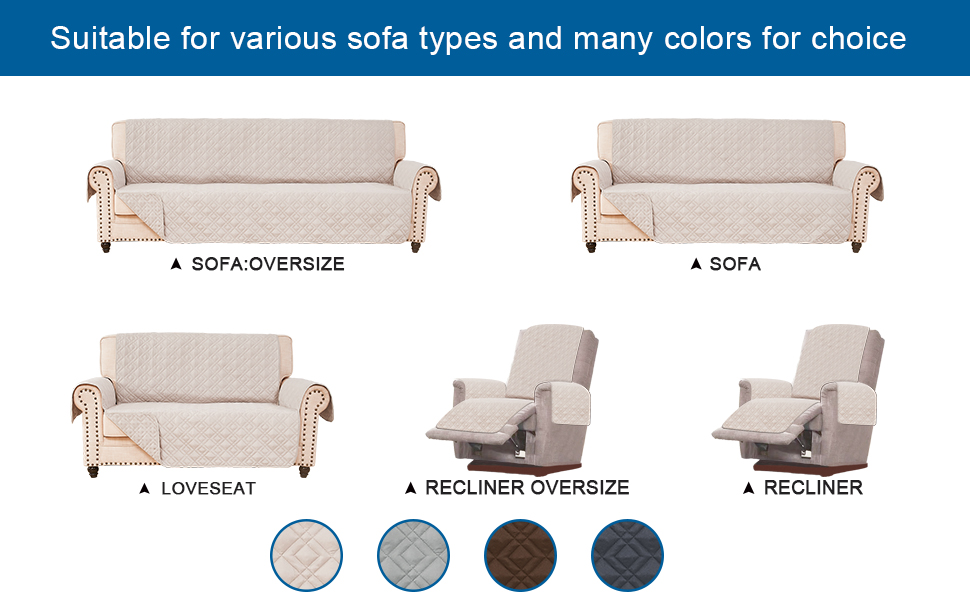 RHF AntiSlip Loveseat Covers for Leather Sofa, Couch Cover