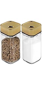 SILUKER Salt and Pepper Shakers with Adjustable Pour Holes - Gold