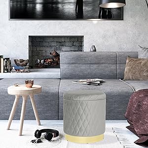 WOLTU Dressing Table Stools Storage Ottoman Box Round Pouffe Seat Bedroom Vanity 19 2