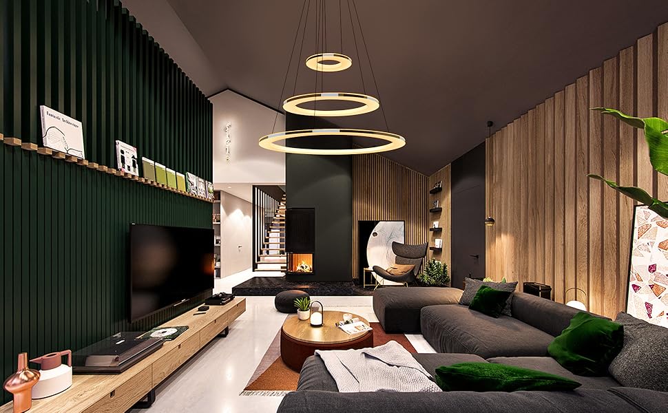 ZMH LED Pendelleuchte Kronleuchter Ring Wohnzimmer esstisch 63W dimmbar