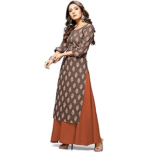 Rajnandini Women's Cotton Jaipuri Floral Printed Kurti (S To XXL-Size)