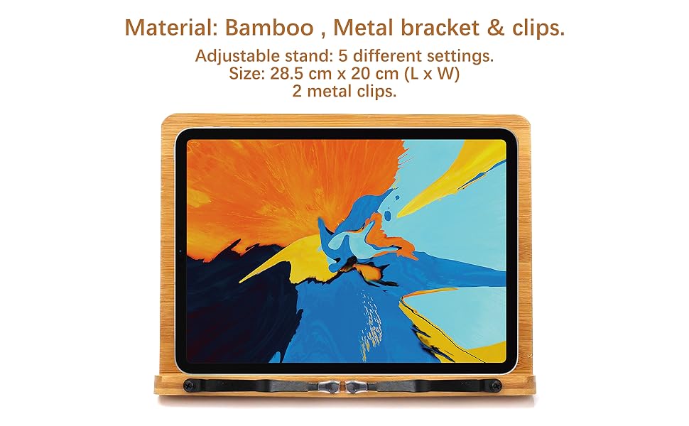 BINSENI Book Stand, Recipe Book Stand Book Holder for Reading Display