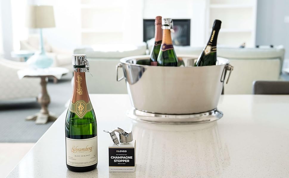 Champagne Stoppers by Kloveo Patented Seal (No Pressure Pump Needed