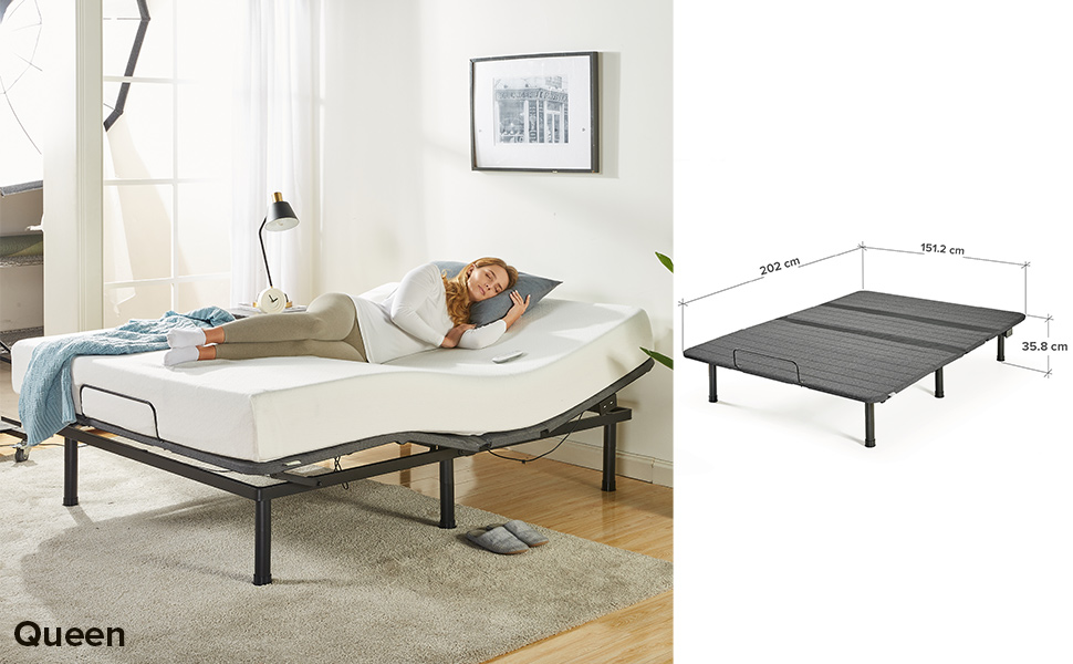 Zinus Jared Adjustable Queen Bed Base with Customizable Leg Height
