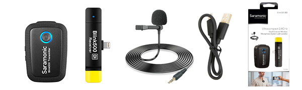 2.4GHz Wireless Microphone System Two Transmitters for Camera Smartphone, Saramonic Ultracompact