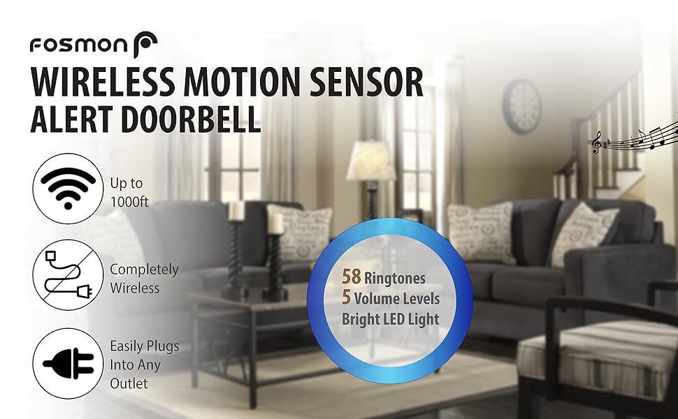 Fosmon WaveLink Door Chime Driveway Alarm Guard Wireless Motion Sensor