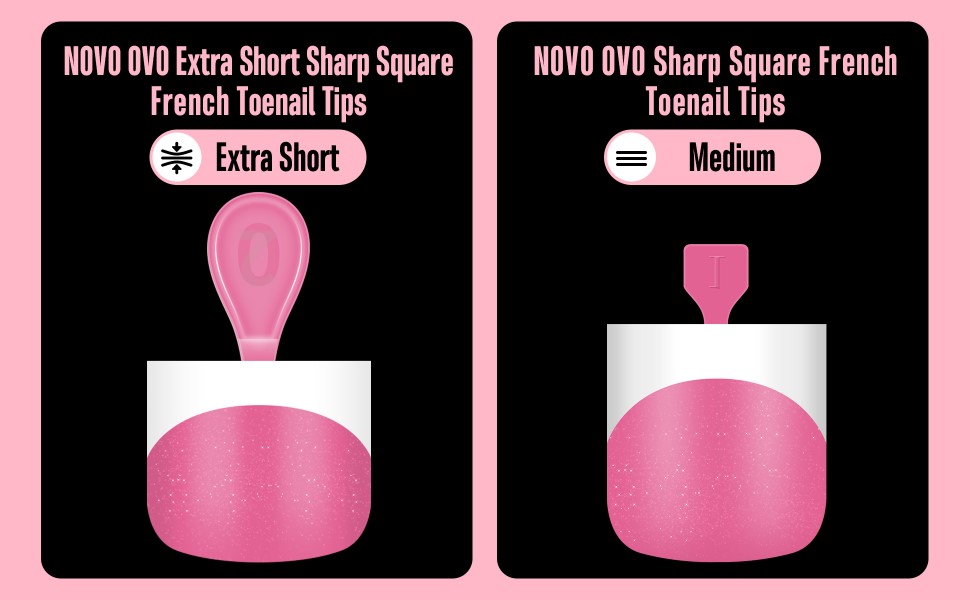 Extra Short Sharp Square French Toenail Tips