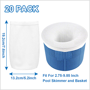 Chaussettes de Skimmer de Piscine, Tencoz 20 Pcs Chaussettes Skimmer Piscine,  Prefiltre Skimmer Réutilisable et Super Élastique pour Panier de Skimmer,  Filtre de Pompe : : Jardin