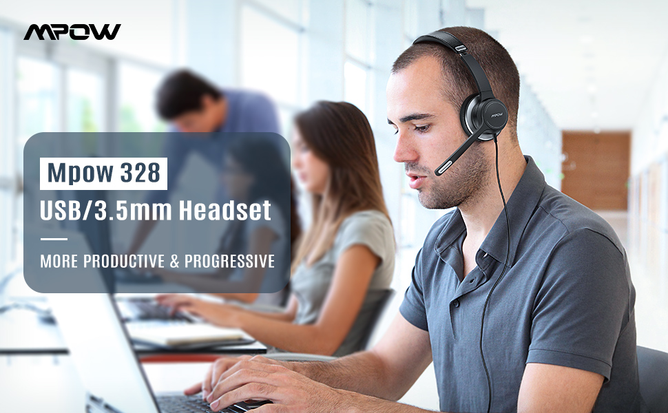 mpow usb headphones with microphone skype computer microphone headset with mic mute function