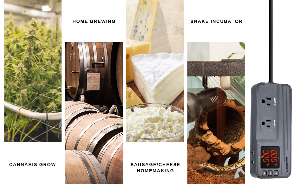 Inkbird Thermostat and Humidity Controller Pre Wired ITC608T Dual