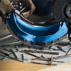 solidwork safety goggle protection working gear blue solid ansi panoramic glasses adjustable