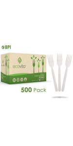 Compostable Biodegradable Bulk Size Forks Disposable Silverware Utensils Cutlery