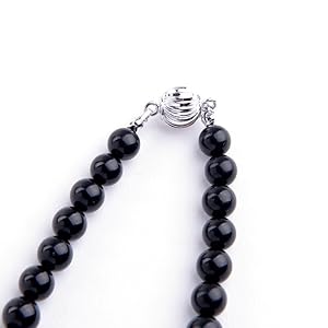 漆黒の艶 本鼈甲グラデーションネックレス（6mm〜13mm珠） Amazon | aurora ジェットネックレス 6mm-12mm 16インチ 43cm 黒