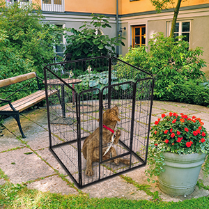 COSTWAY Recinto Per Cani Da Interno Ed Esterno, Recinzione Per Animali Domestici Con 8 Pannelli Di Metallo, Box Per Cani, Gatti E Conigli, 80 X 100 Cm 19 3