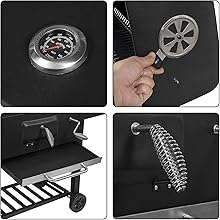 WOLTU Griglia A Carbone Portatile Con Ruote Barbecue BBQ Carbonella Grill Grande 15 air vents. temperature gauge