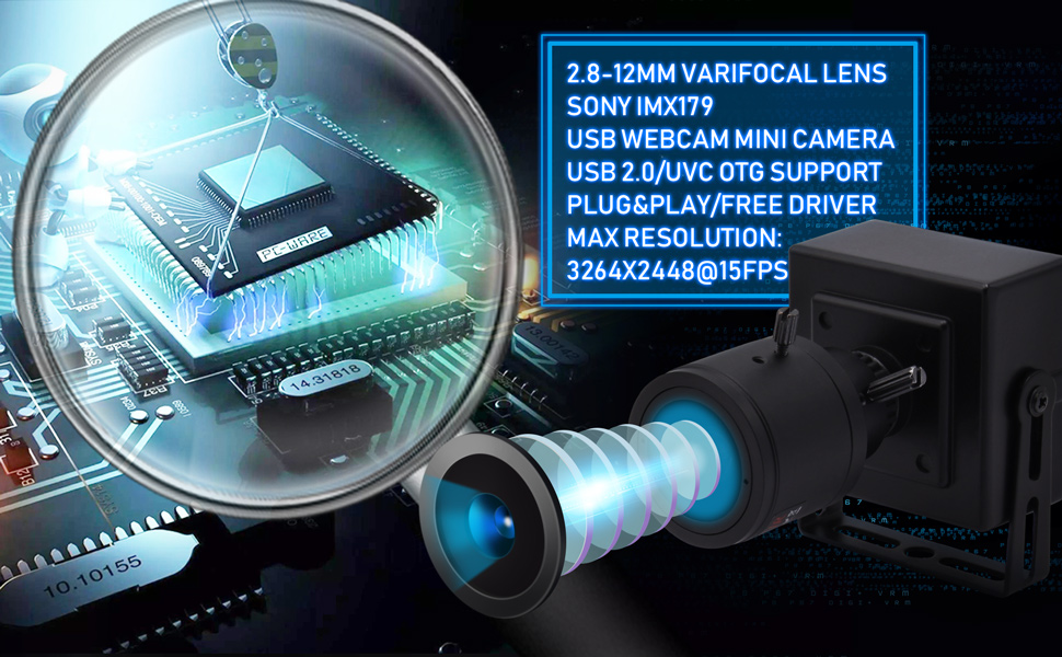 Varifocal lens usb camera 8MP usb webcam mini camera 8