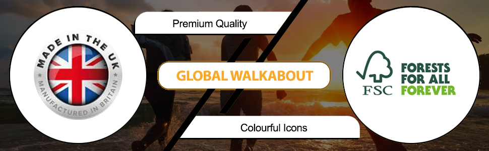Wereldwijde Walkabout Scratch Off World en UK Map met kleuren achtergrond