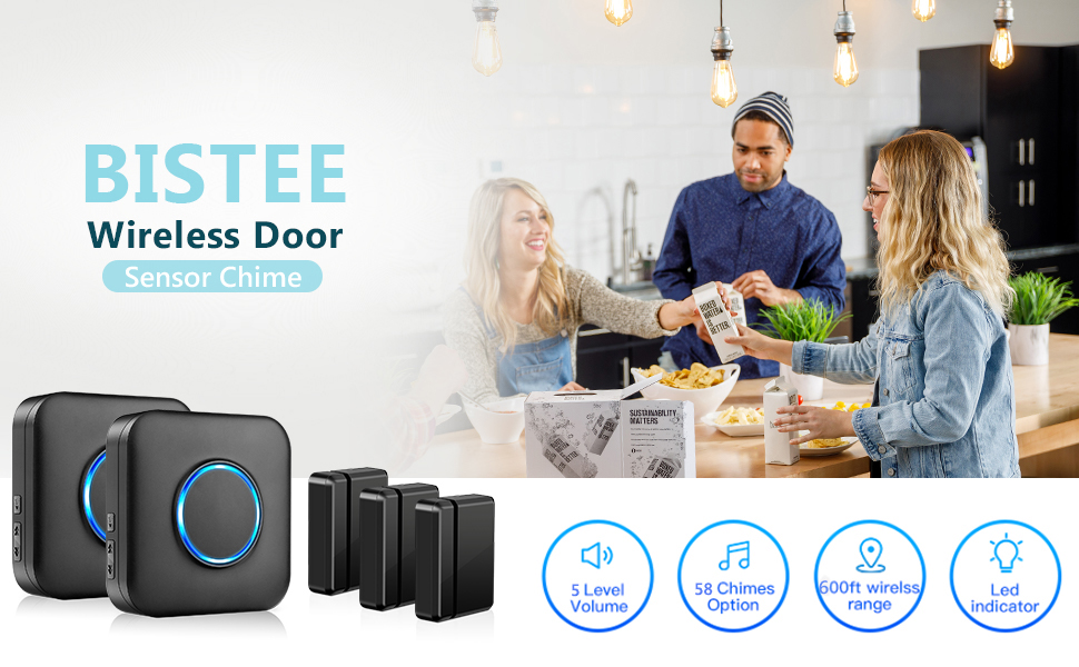 Door Chime Wireless Door Sensor BISTEE Alarm Contact Door Open Chime