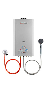 Chauffe-eau à Gaz, Thermomate BE318S 12L Instantané Propane Gaz Chauffe Eau, GPL Extérieur Douche, Pour Le Camping/RV/Laver Les Chevaux, 24kW 25 gas water heater